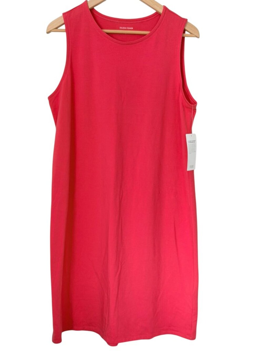 Eileen Fisher Organic Cotton Jersey Knee Length Stretch Tank Dress Watermelon L